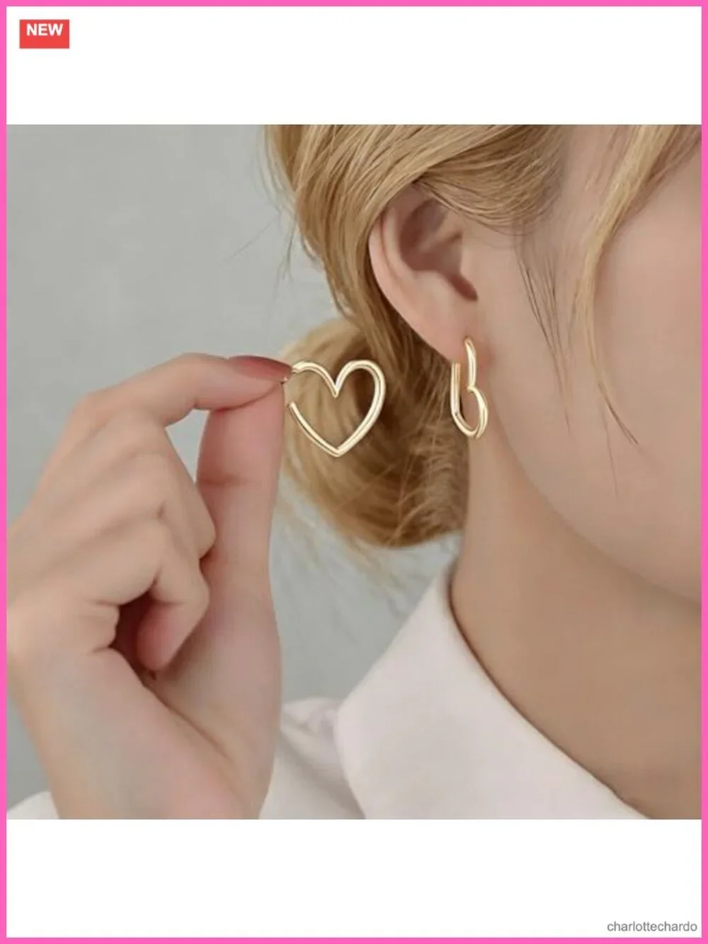 14K Gold Plated Heart Hoop Earrings Huggie Hoops Hypoallergenic